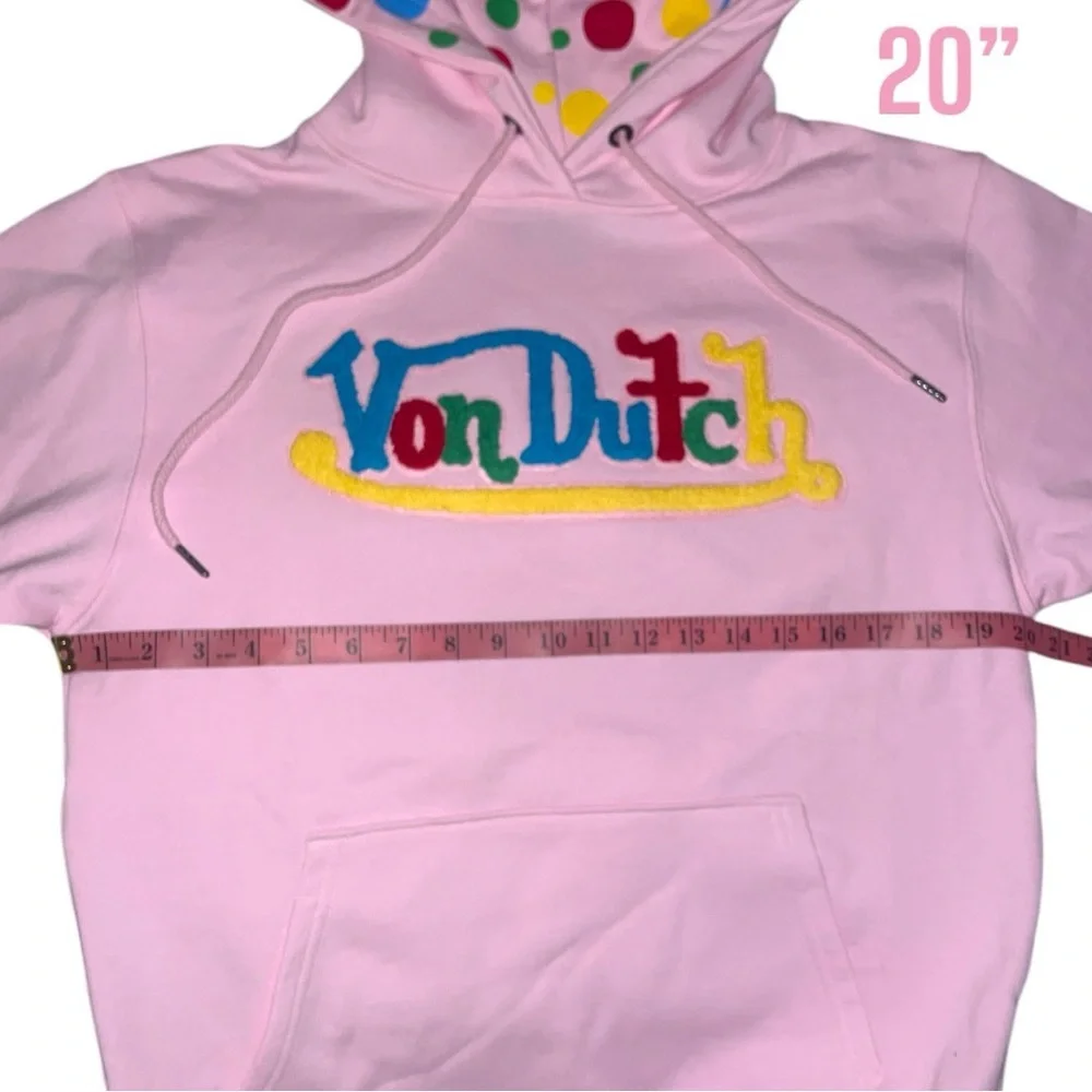 Von Dutch Unisex Pink Polka Dot Felt Embroidery Hoodie/Sweatshirt | NEW/NWOT!!🩷 - Picture 4 of 9